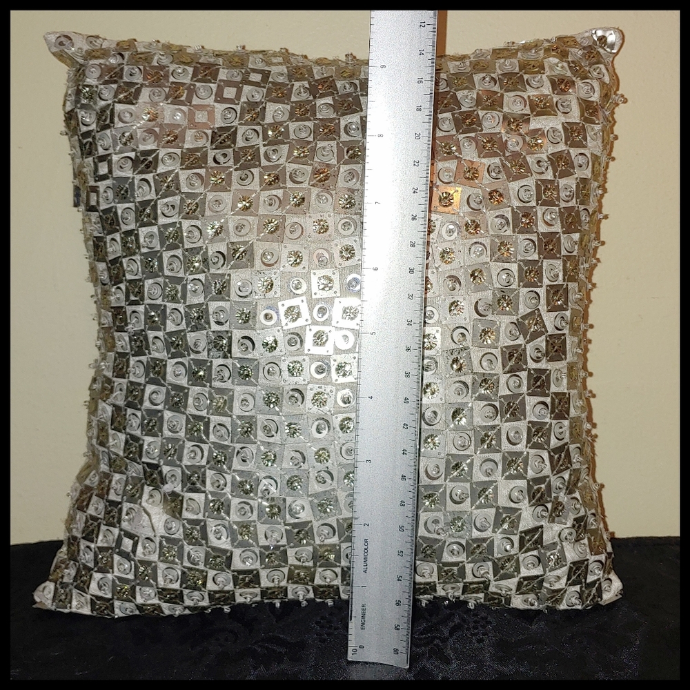 Max Studio Silver Sequined Accent Pillow - Picture 9 of 10